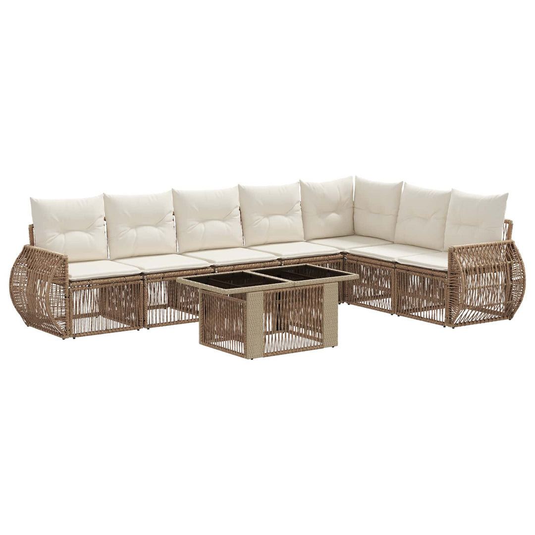 Havesofa Sæt 8 stk. Beige og cremehvid polyrattan