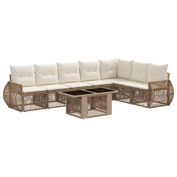 Havesofa Sæt 8 stk. Beige og cremehvid polyrattan