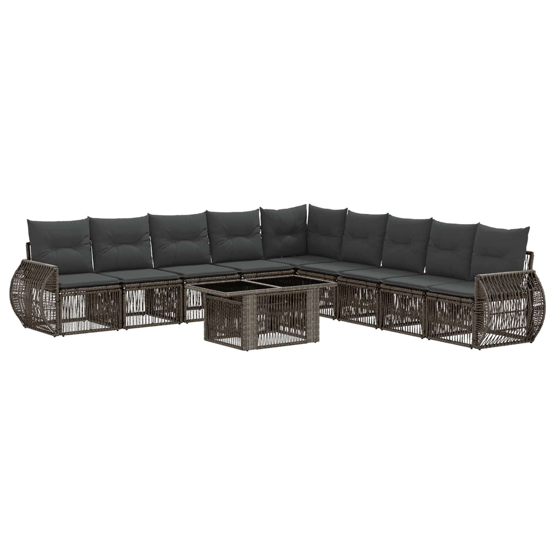Havesofa Sæt 10 stk. Grå og Mørkegrå polyrattan