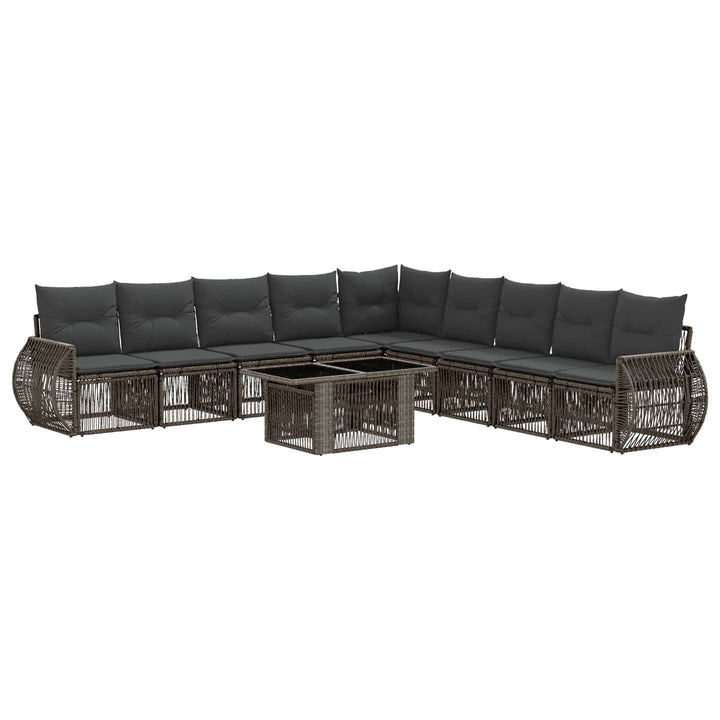 Havesofa Sæt 10 stk. Grå og Mørkegrå polyrattan