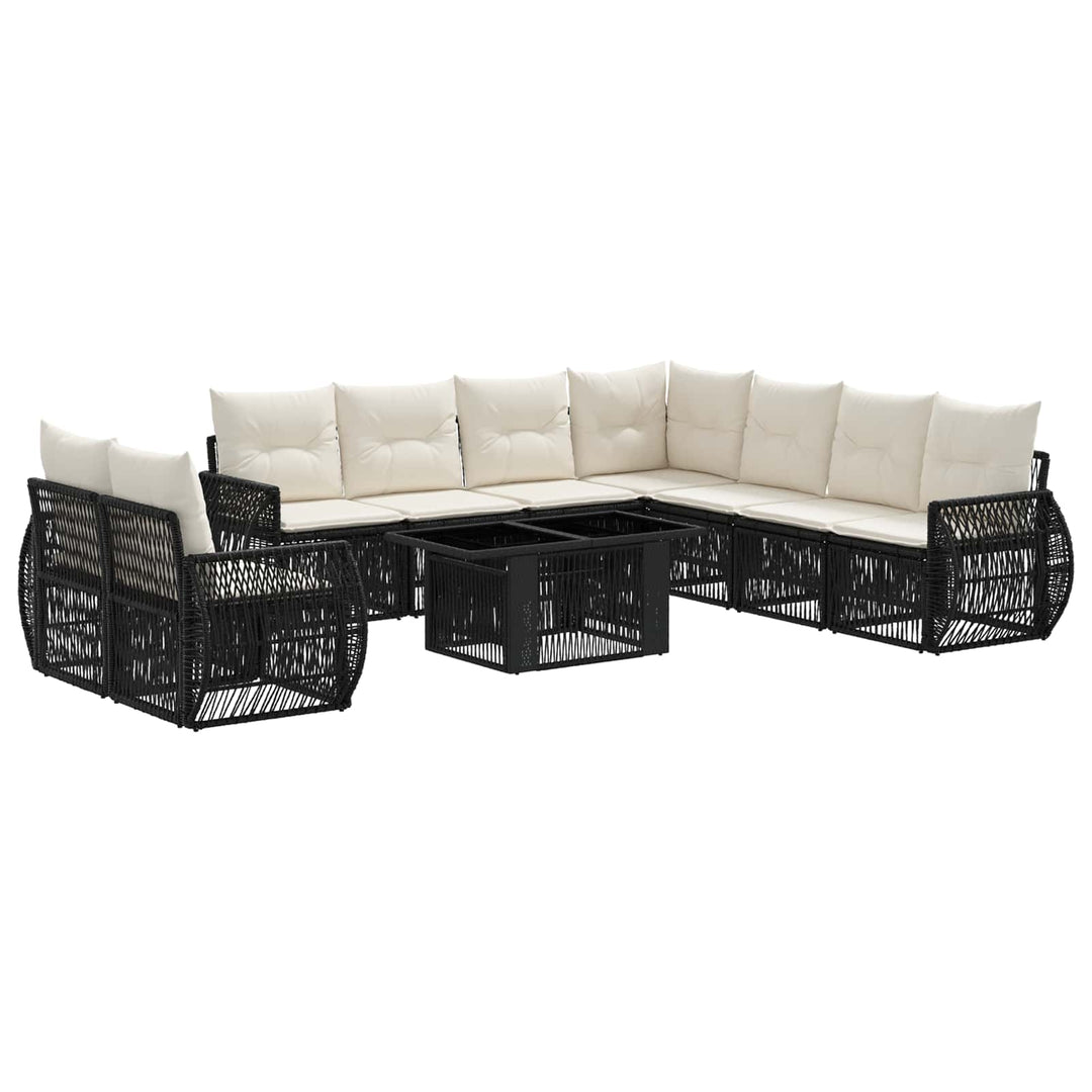 Havesofa Sæt 10 stk. Sort og Cremehvid polyrattan
