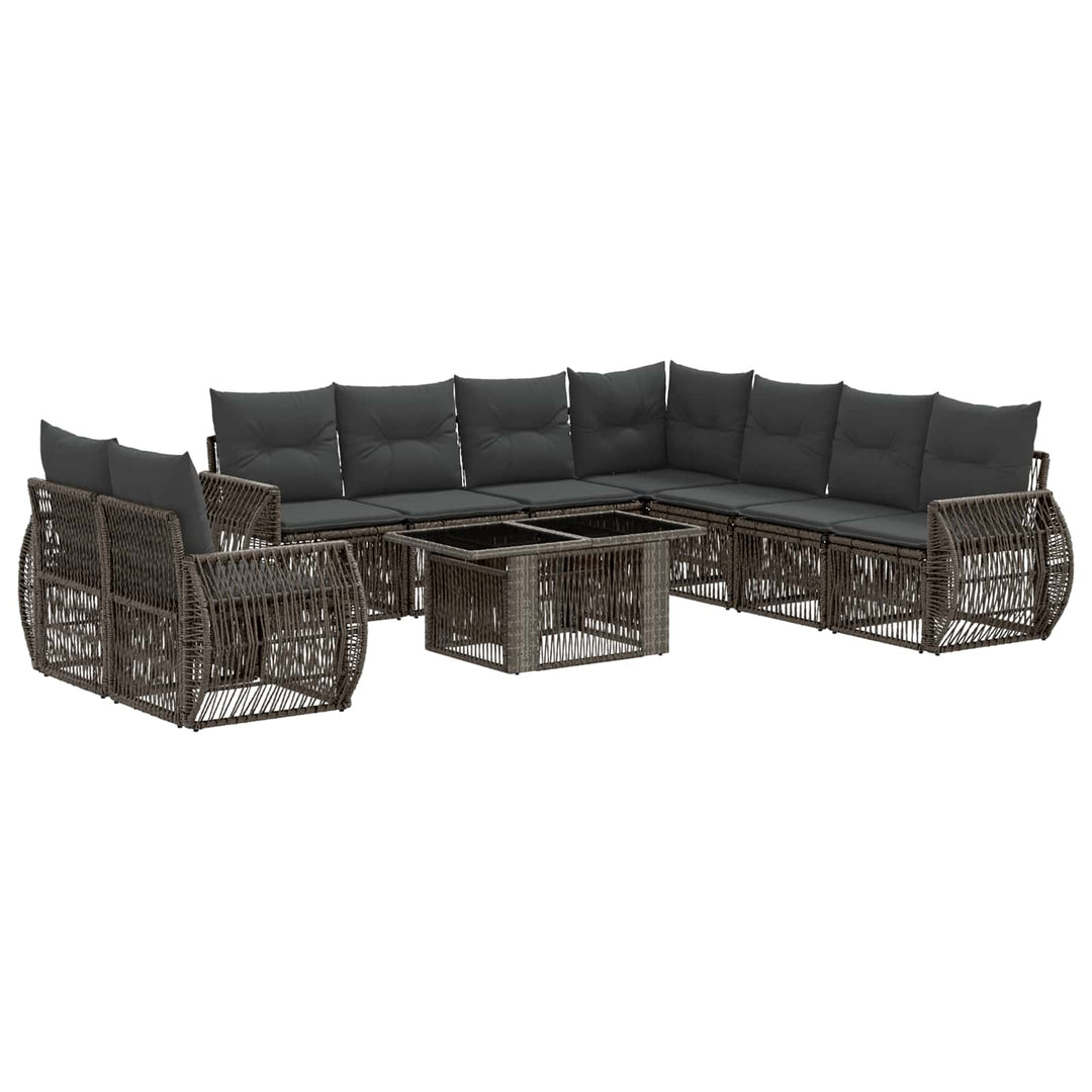 Havesofa Sæt 10 stk. Grå og Mørkegrå polyrattan