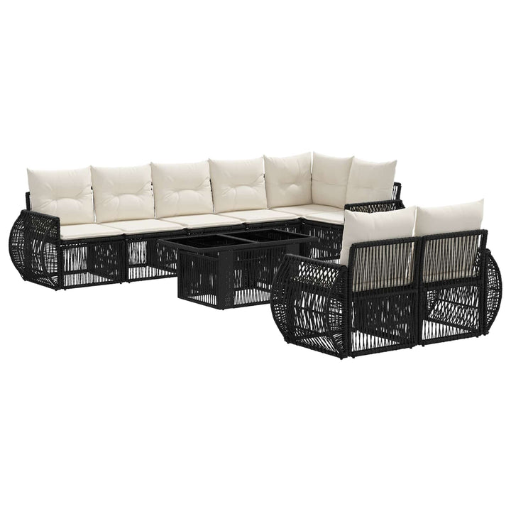 Havesofa Sæt 9 stk. Sort og Cremehvid polyrattan
