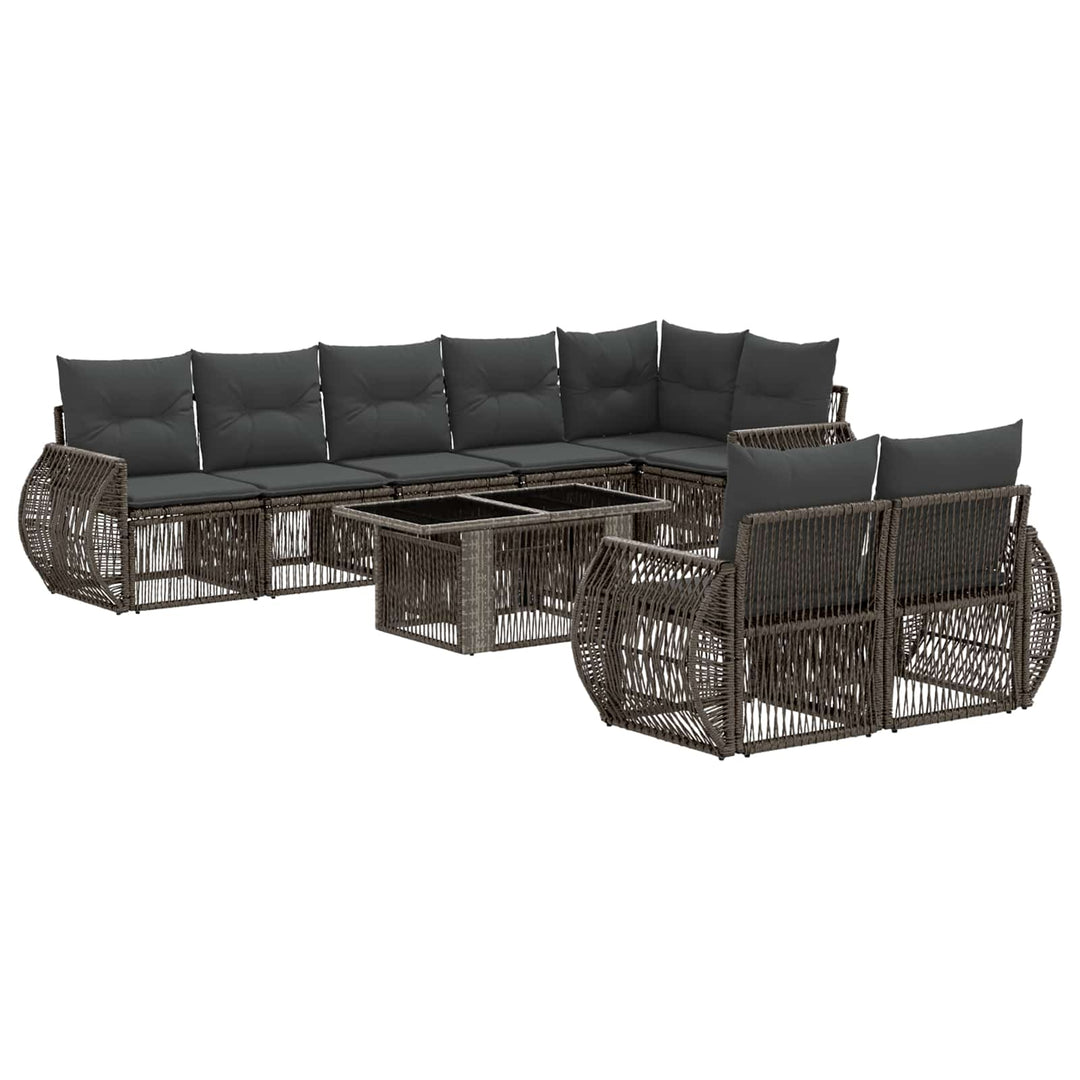 Havesofa Sæt 9 stk. Grå og Mørkegrå polyrattan