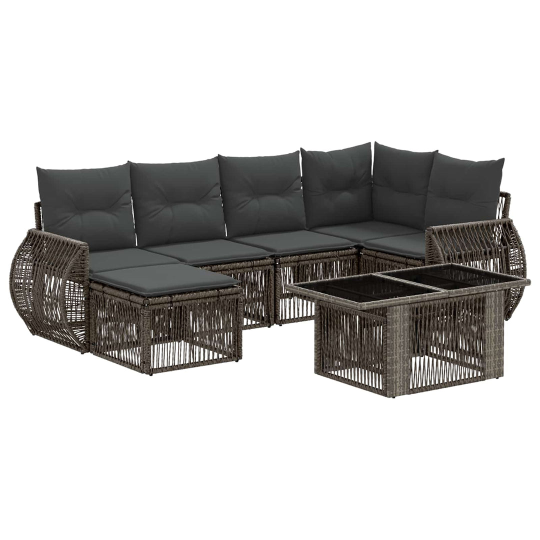 Havesofa Sæt 7 stk. Grå og Mørkegrå polyrattan