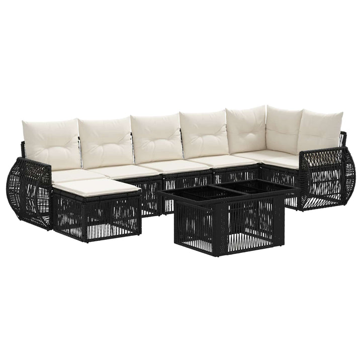 Havesofa Sæt 8 stk. Sort og Cremehvid polyrattan