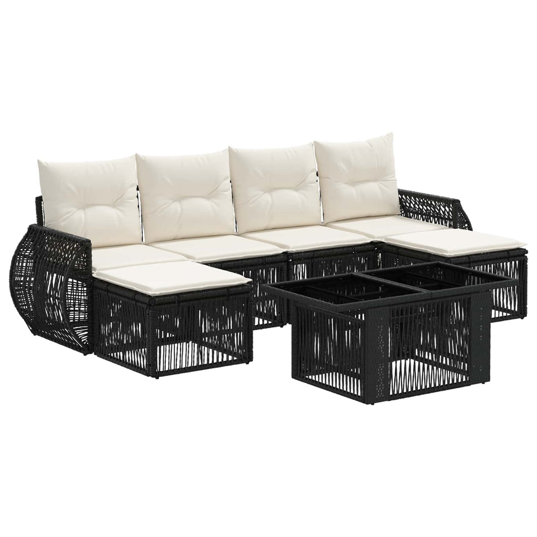 Havesofa Sæt 7 stk. Sort og Cremehvid polyrattan