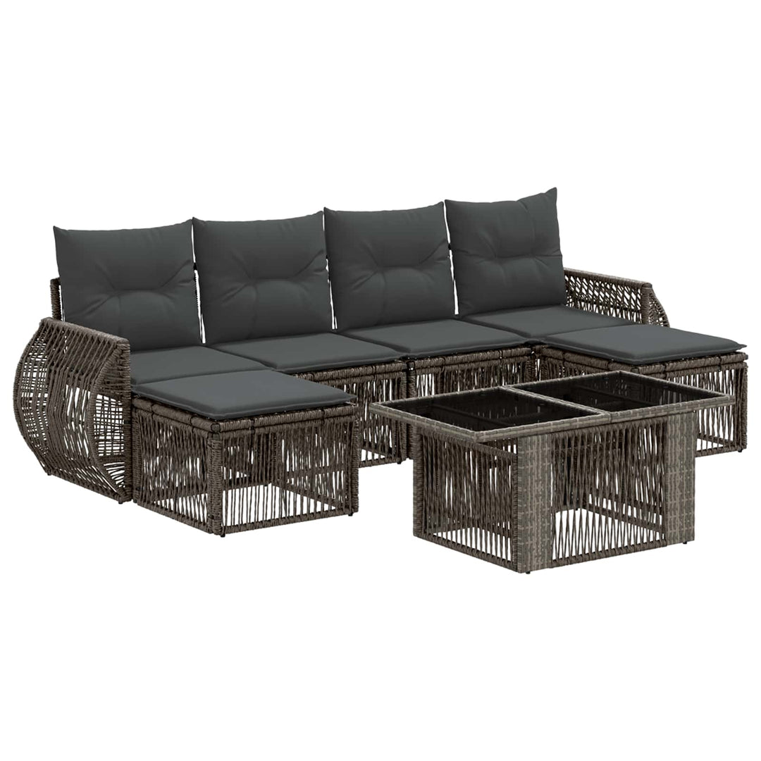 Havesofa Sæt 7 stk. Grå og Mørkegrå polyrattan