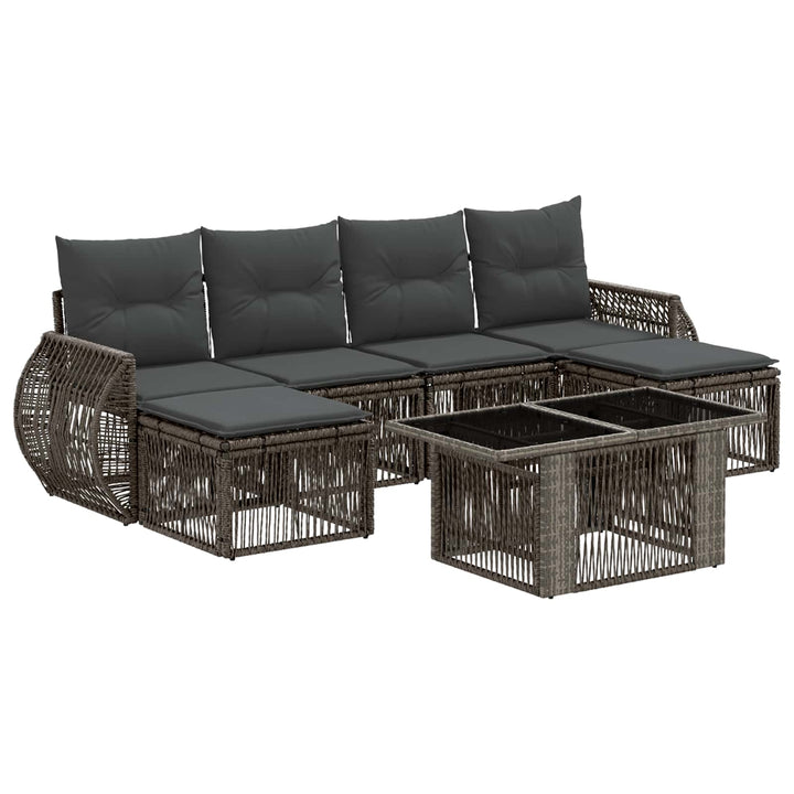 Havesofa Sæt 7 stk. Grå og Mørkegrå polyrattan