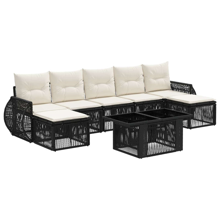 Havesofa Sæt 8 stk. Sort og Cremehvid polyrattan
