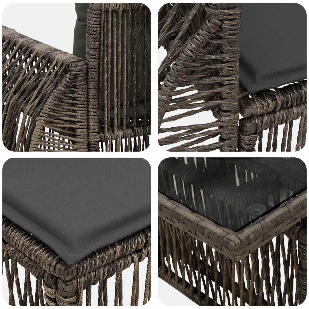 Havesofa Sæt 8 stk. Grå og Mørkegrå polyrattan