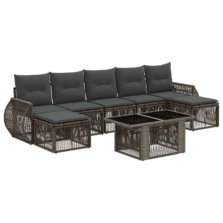 Havesofa Sæt 8 stk. Grå og Mørkegrå polyrattan