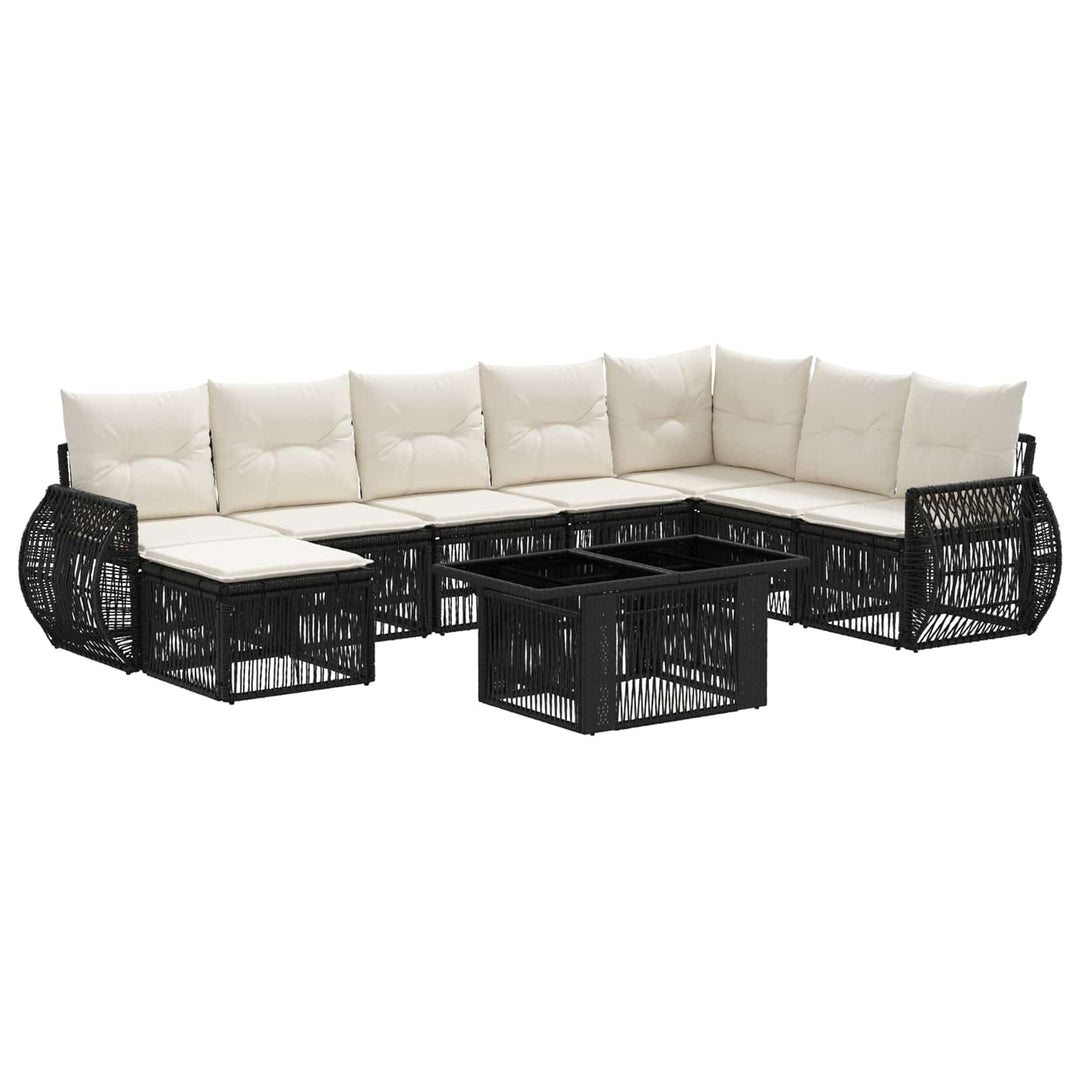 Havesofa Sæt 9 stk. Sort og Cremehvid polyrattan