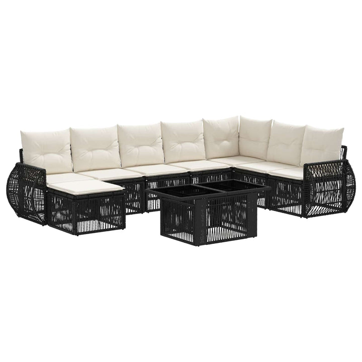 Havesofa Sæt 9 stk. Sort og Cremehvid polyrattan