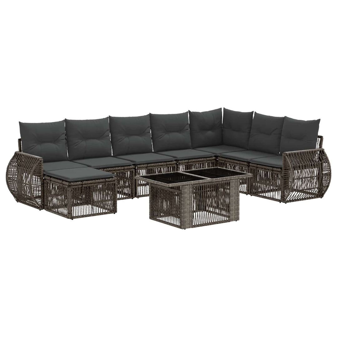 Havesofa Sæt 9 stk. Grå og Mørkegrå polyrattan