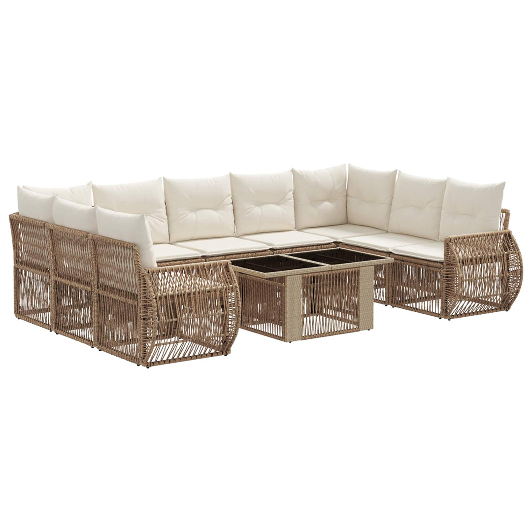 Havesofa Sæt 10 stk. Beige og cremehvid polyrattan