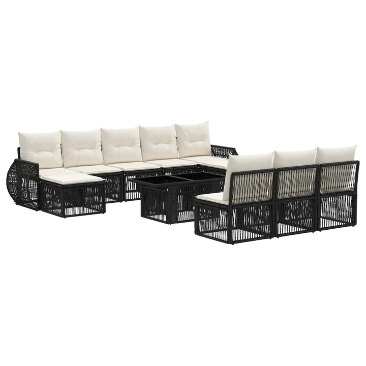 Havesofa Sæt 11 stk. Sort og Cremehvid polyrattan