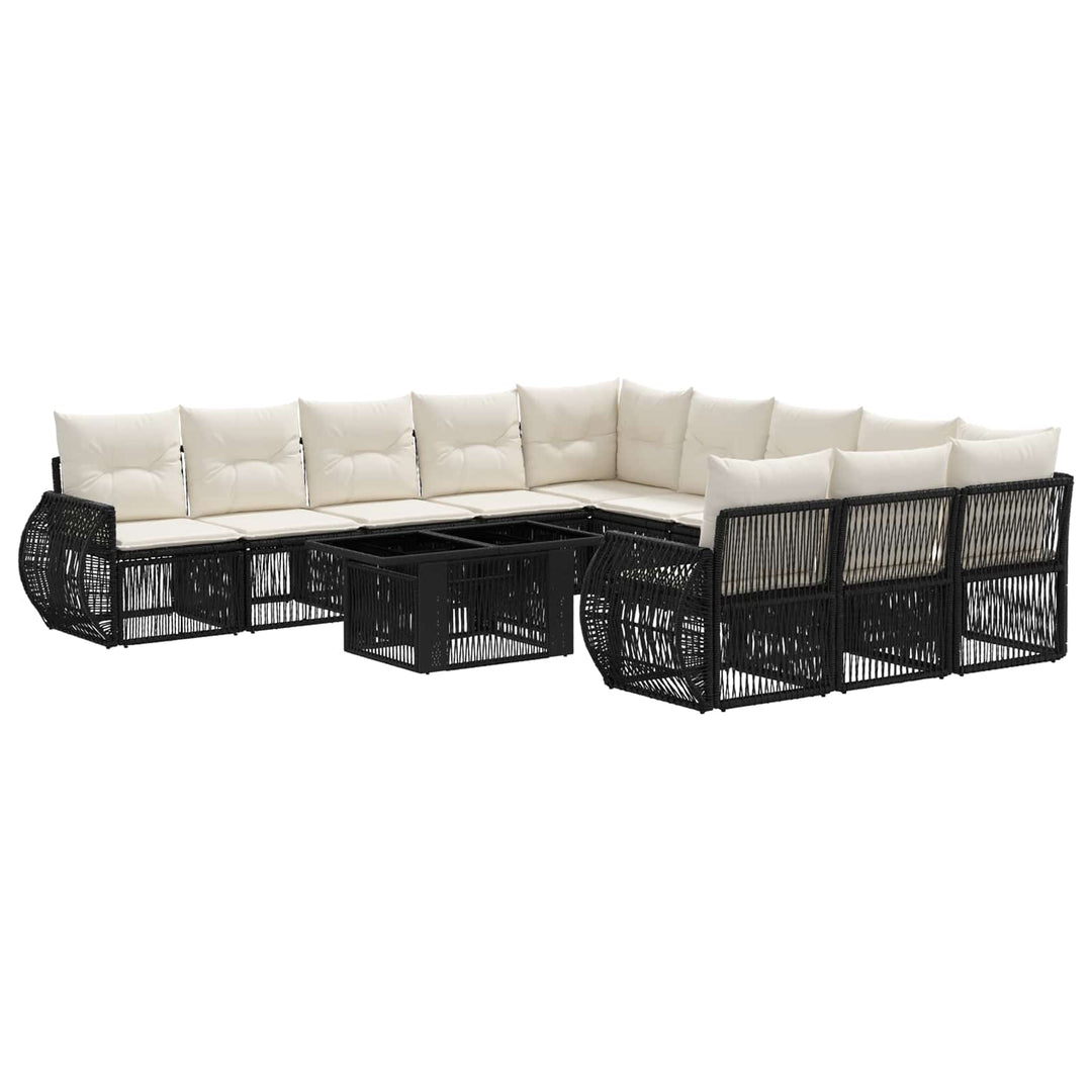 Havesofa Sæt 12 stk. Sort og Cremehvid polyrattan