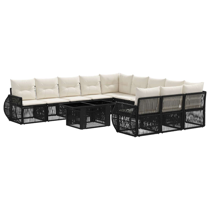Havesofa Sæt 12 stk. Sort og Cremehvid polyrattan