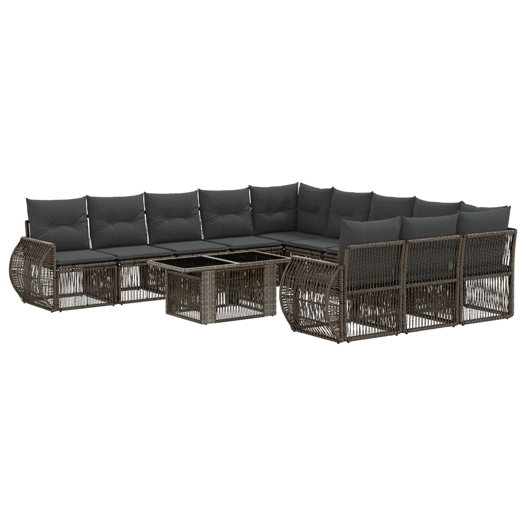 Havesofa Sæt 12 stk. Grå og Mørkegrå polyrattan