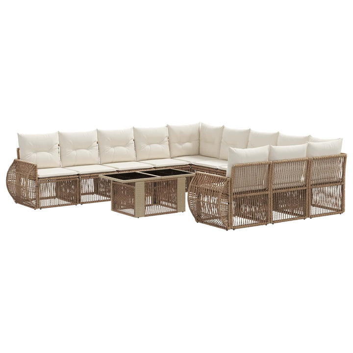 Havesofa Sæt 12 stk. Beige og cremehvid polyrattan