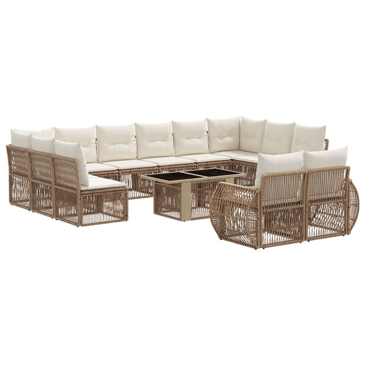 Havesofa Sæt 13 stk. Beige og cremehvid polyrattan