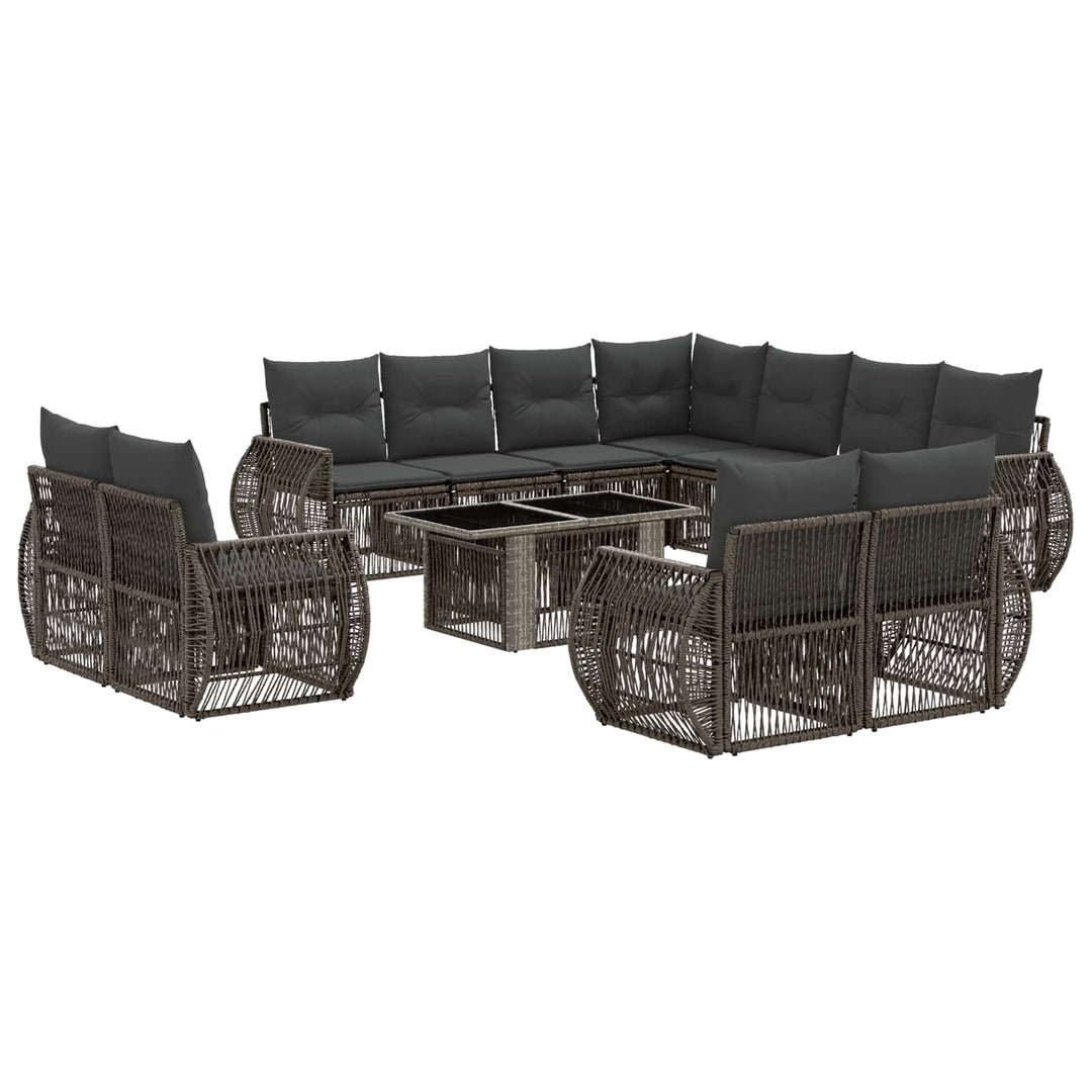 Havesofa Sæt 12 stk. Grå og Mørkegrå polyrattan