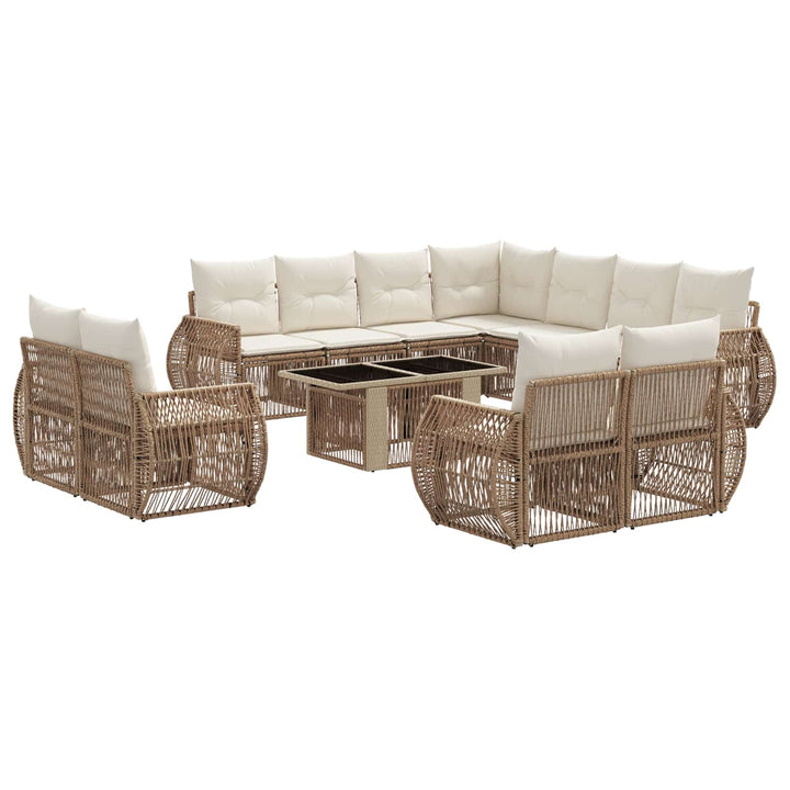Havesofa Sæt 12 stk. Beige og cremehvid polyrattan