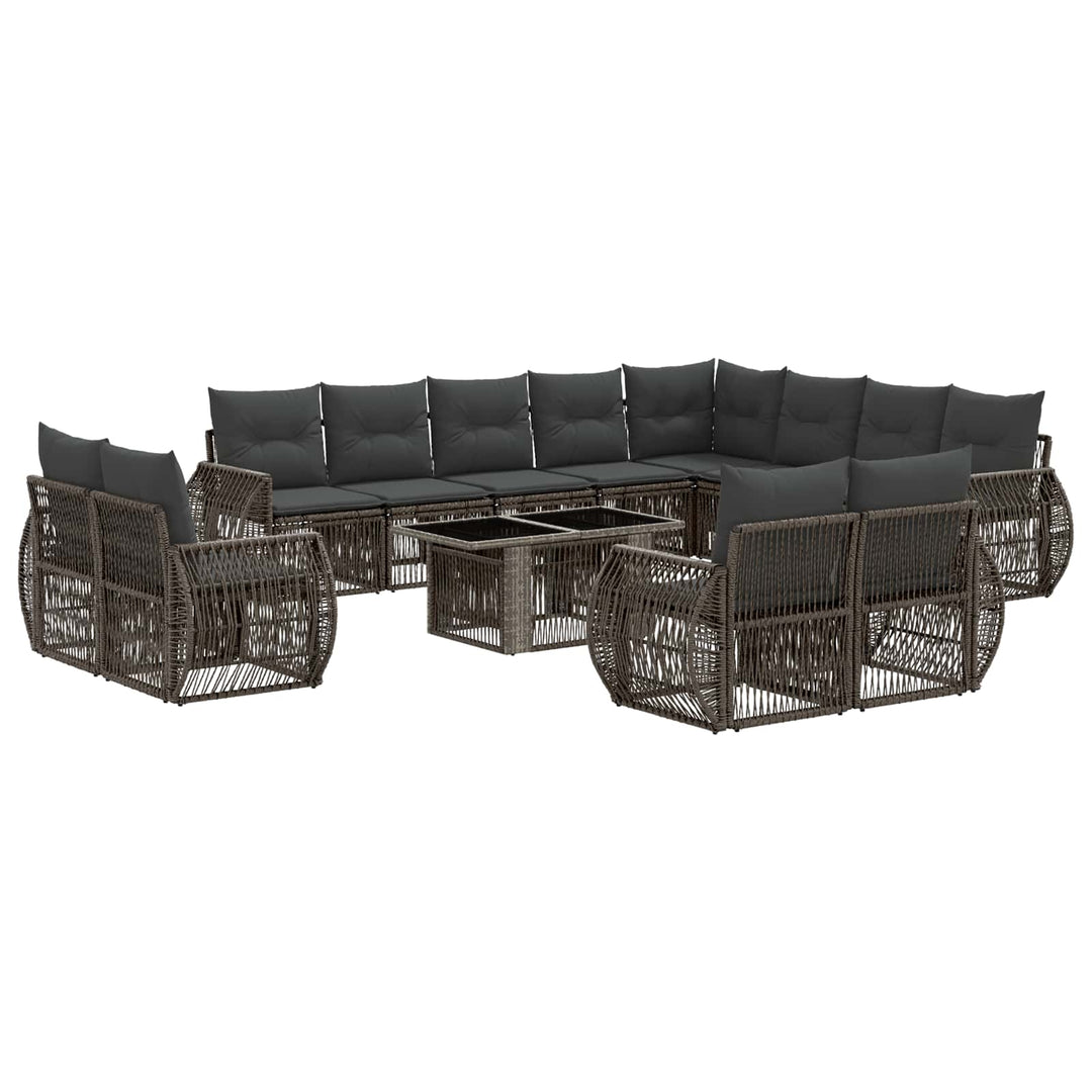 Havesofa Sæt 13 stk. Grå og Mørkegrå polyrattan