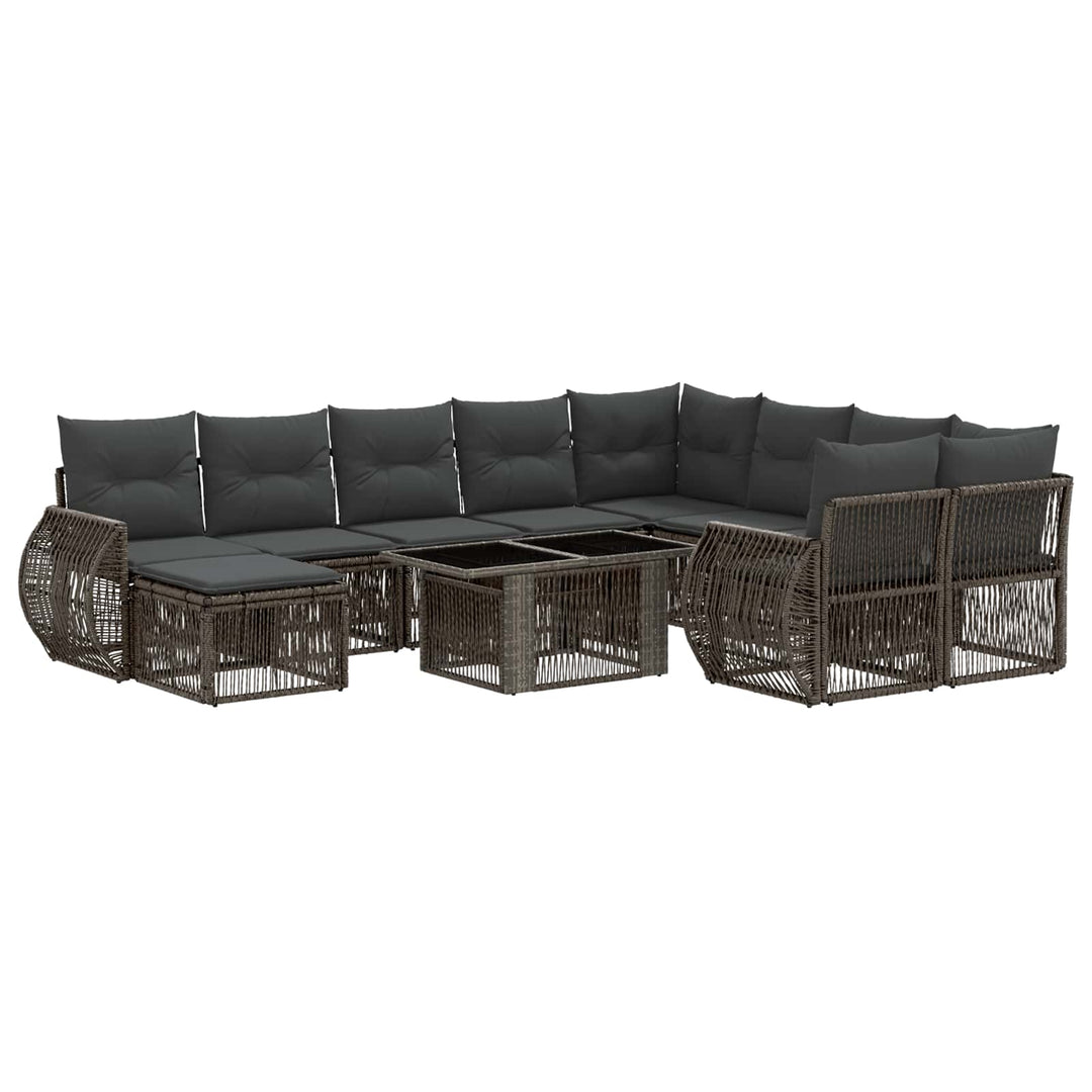 Havesofa Sæt 11 stk. Grå og Mørkegrå polyrattan