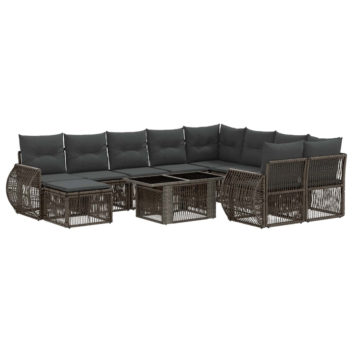 Havesofa Sæt 11 stk. Grå og Mørkegrå polyrattan