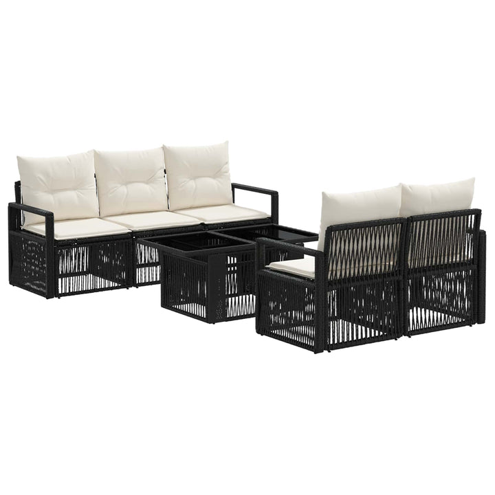 Havesofa Sæt 6 stk. Sort og Cremehvid polyrattan