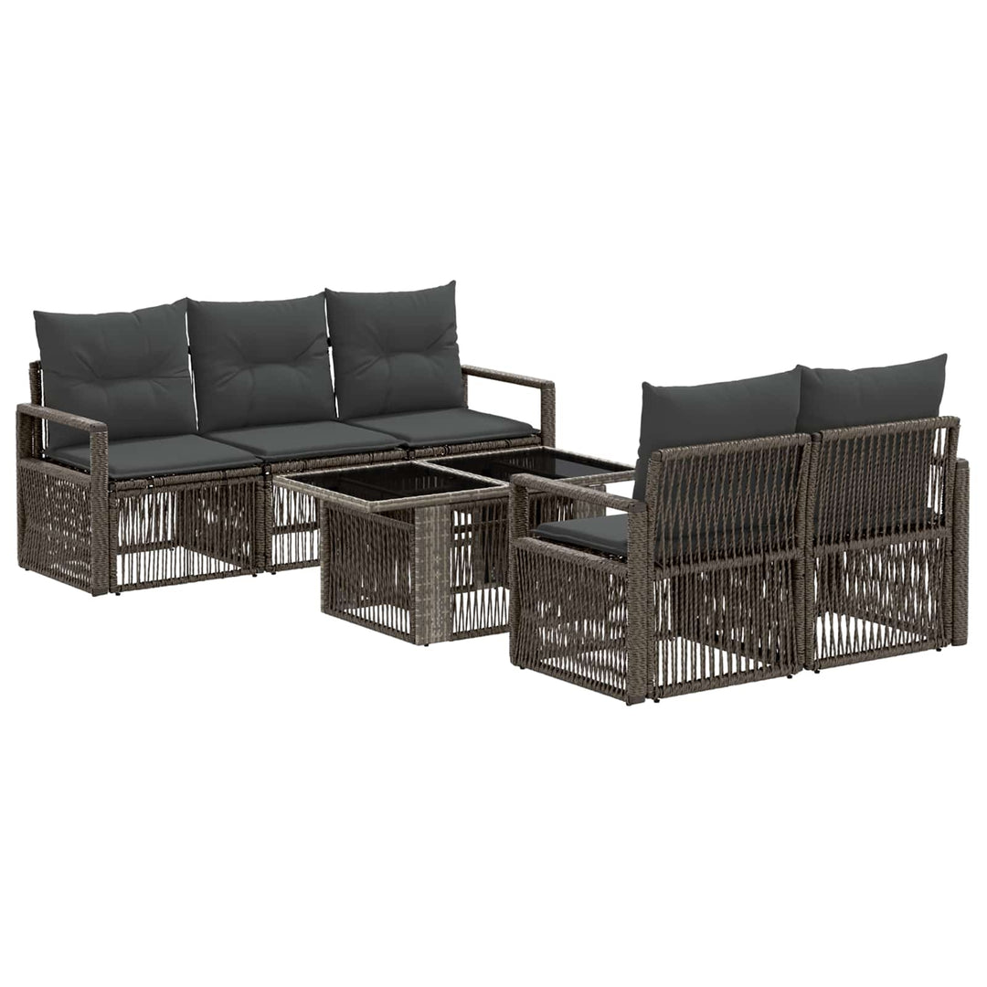 Havesofa Sæt 6 stk. Grå og Mørkegrå polyrattan