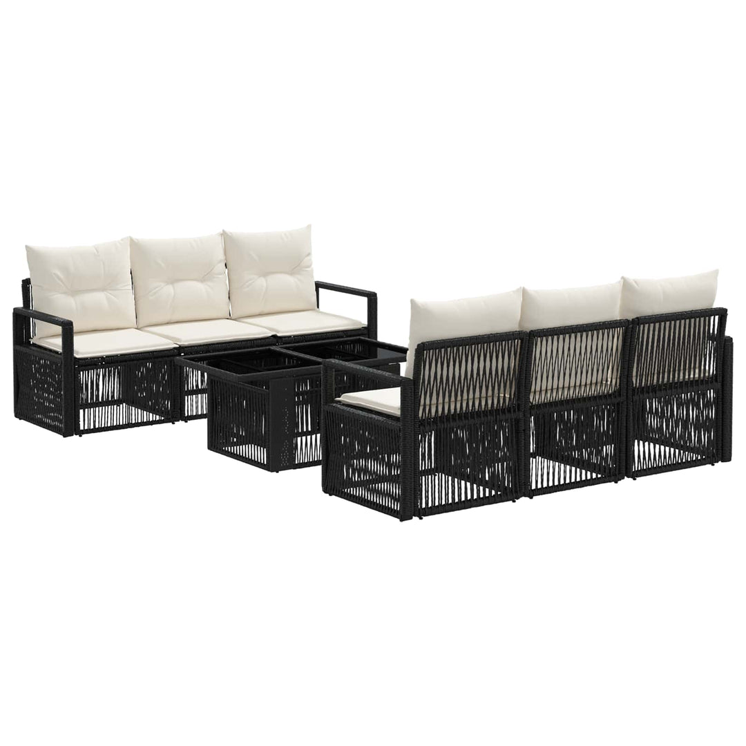 Havesofa Sæt 7 stk. Sort og Cremehvid polyrattan