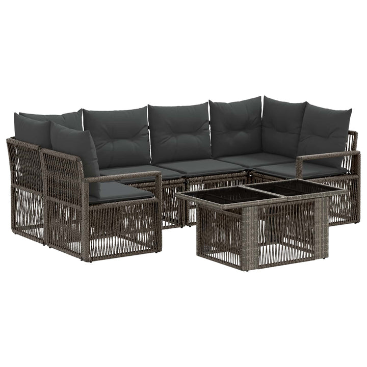 Havesofa Sæt 7 stk. Grå og Mørkegrå polyrattan