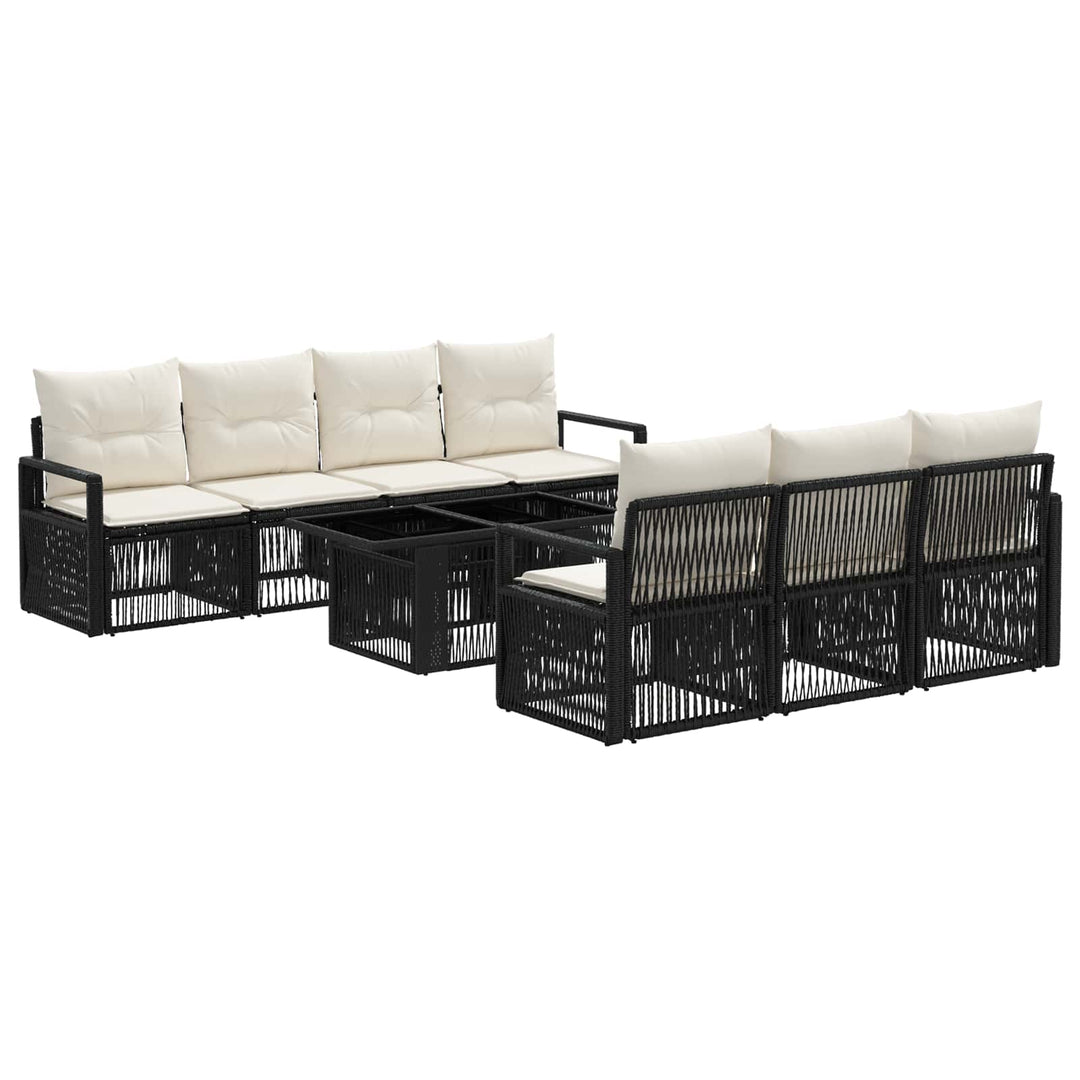 Havesofa Sæt 8 stk. Sort og Cremehvid polyrattan