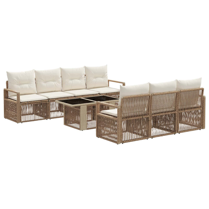 Havesofa Sæt 8 stk. Beige og cremehvid polyrattan