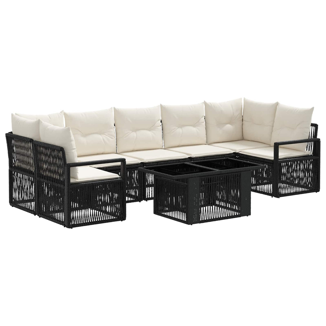 Havesofa Sæt 8 stk. Sort og Cremehvid polyrattan