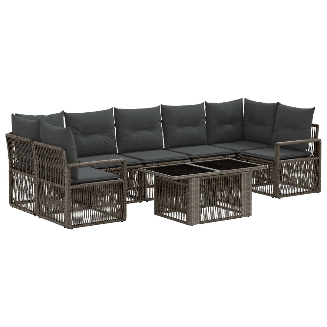 Havesofa Sæt 8 stk. Grå og Mørkegrå polyrattan