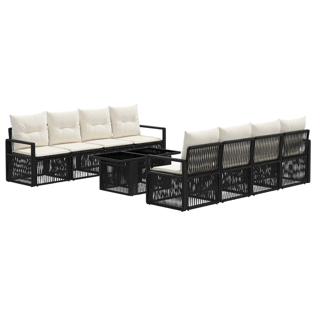 Havesofa Sæt 9 stk. Sort og Cremehvid polyrattan