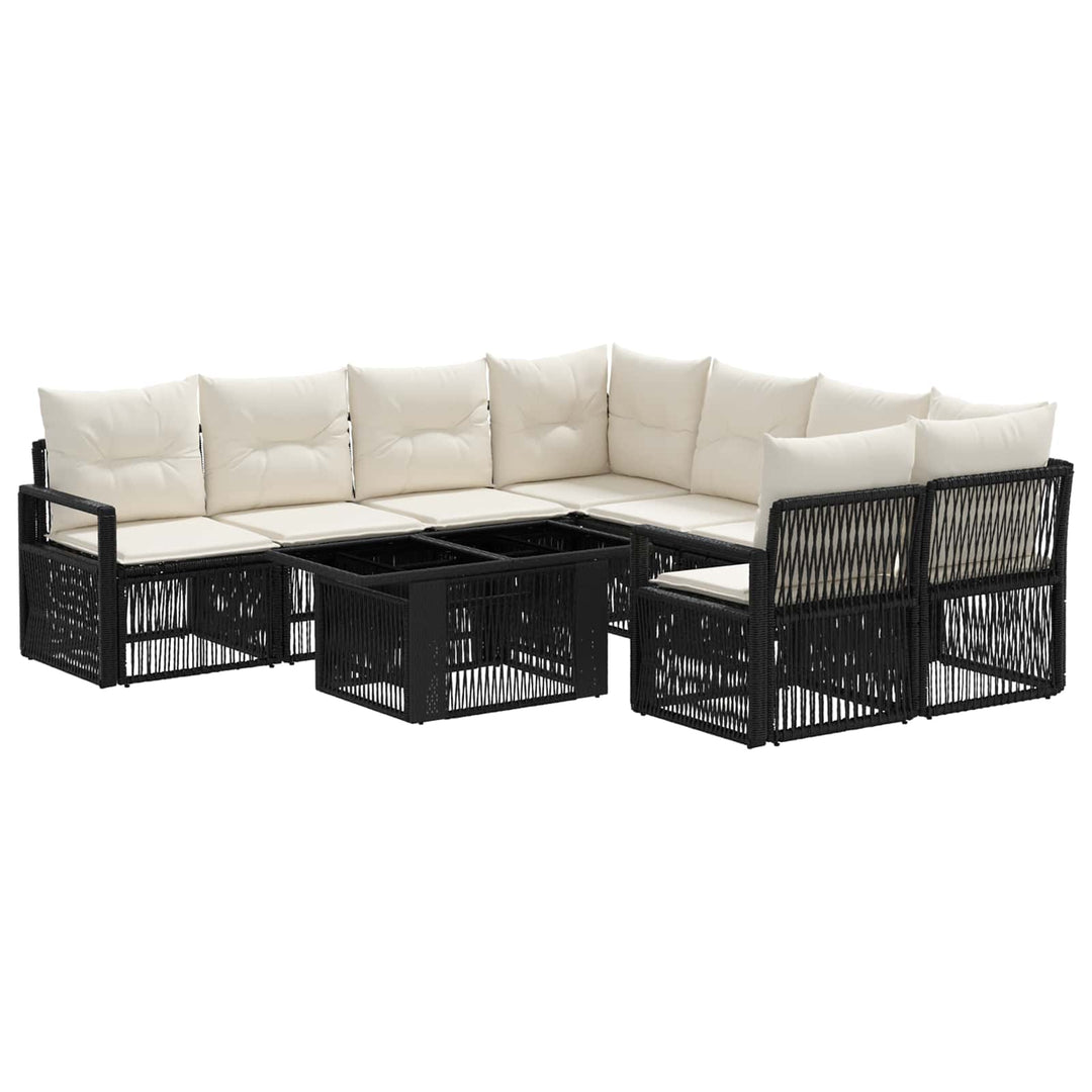 Havesofa Sæt 9 stk. Sort og Cremehvid polyrattan