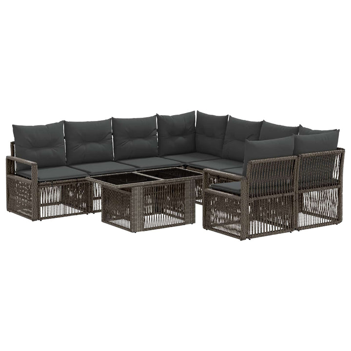Havesofa Sæt 9 stk. Grå og Mørkegrå polyrattan