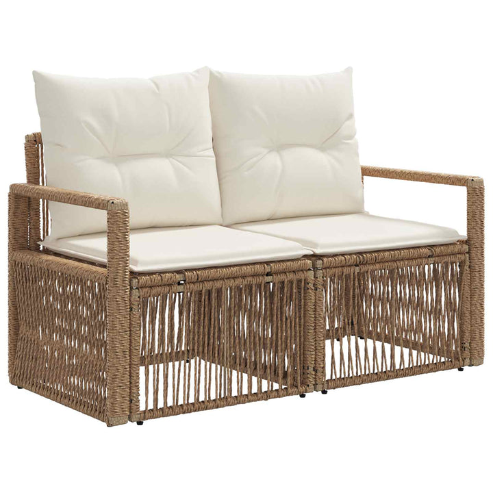 Havesofa Sæt 9 stk. Beige og cremehvid polyrattan