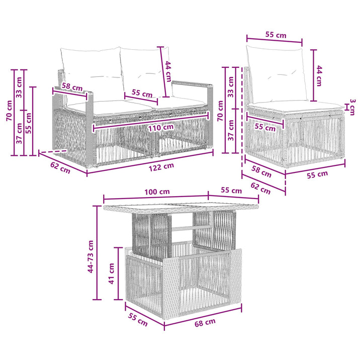 Havesofa Sæt 13 stk. Beige og cremehvid polyrattan