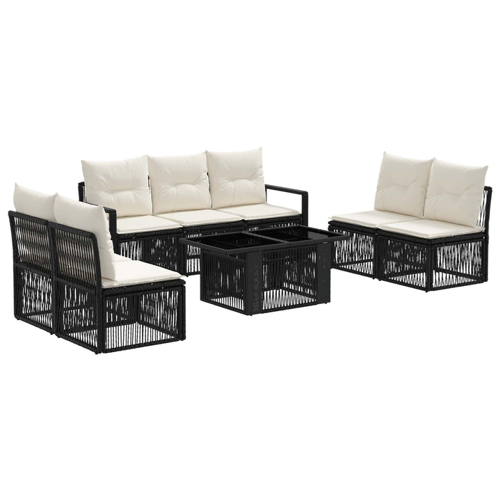 Havesofa Sæt 8 stk. Sort og Cremehvid polyrattan
