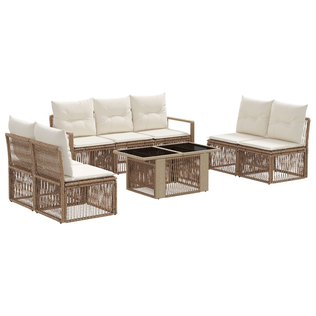 Havesofa Sæt 8 stk. Beige og cremehvid polyrattan
