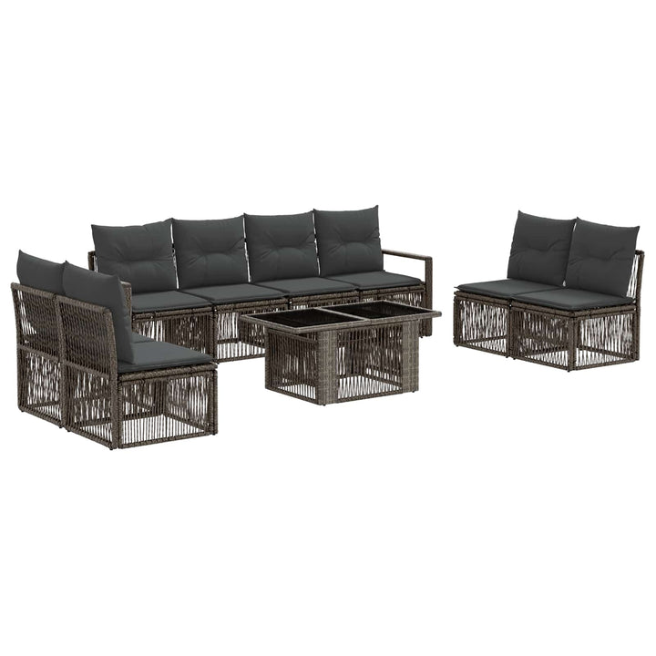 Havesofa Sæt 9 stk. Grå og Mørkegrå polyrattan