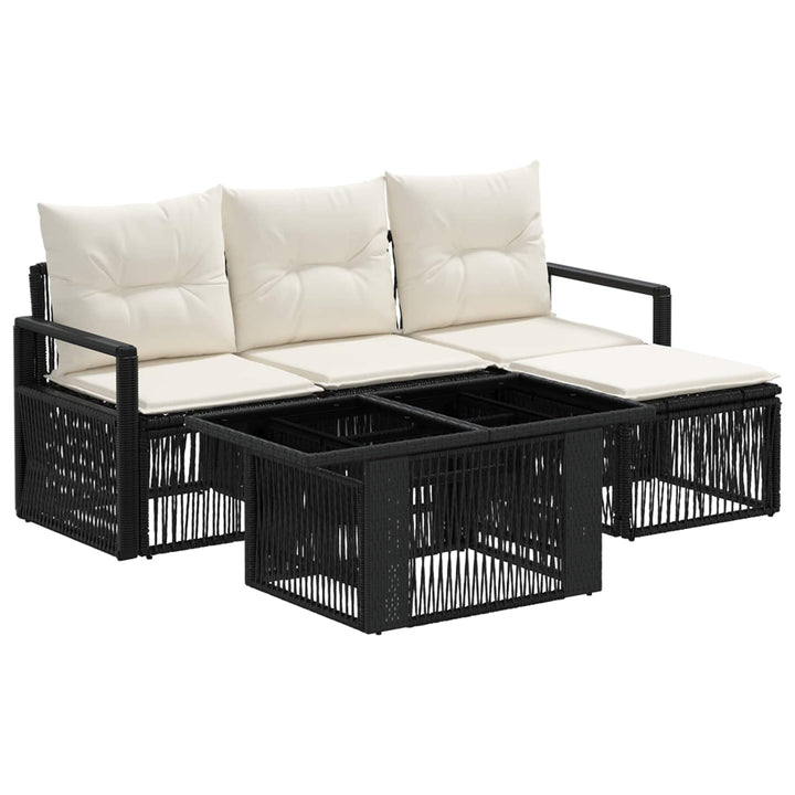 Havesofa Sæt 5 stk. Sort og Cremehvid polyrattan