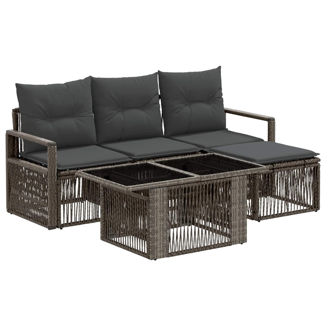 Havesofa Sæt 5 stk. Grå og Mørkegrå polyrattan
