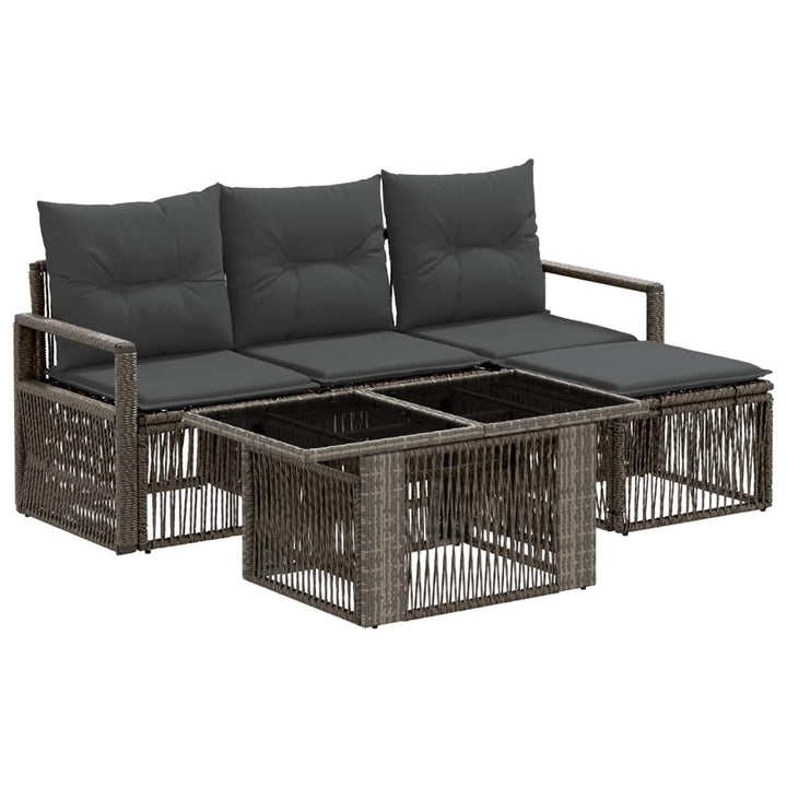 Havesofa Sæt 5 stk. Grå og Mørkegrå polyrattan